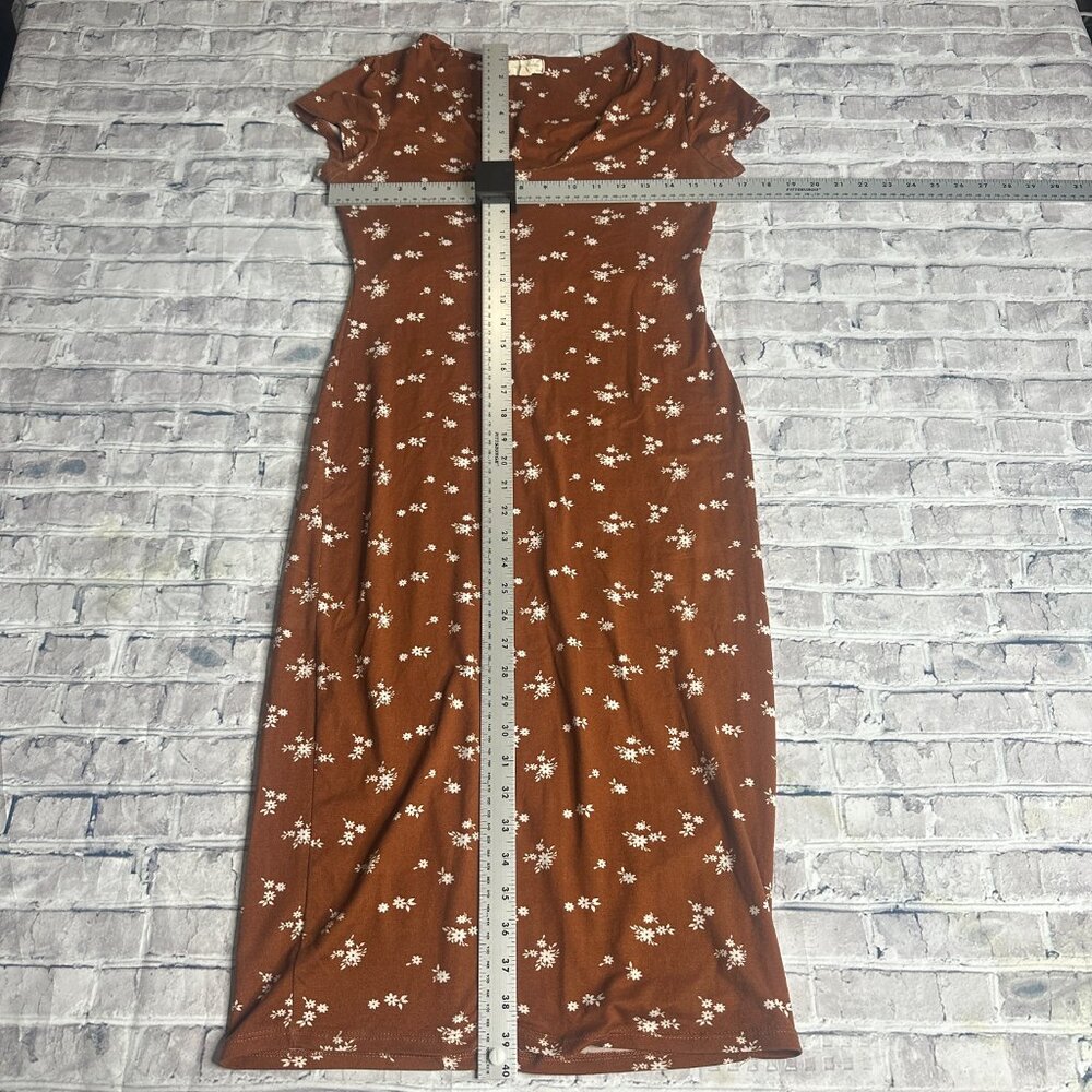 EUC "See You Monday" Los Angeles Brown Floral Midi Dress Size XL - Picture 9 of 10